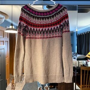 Maurices Multicolor Patterned Crew Neck Sweater